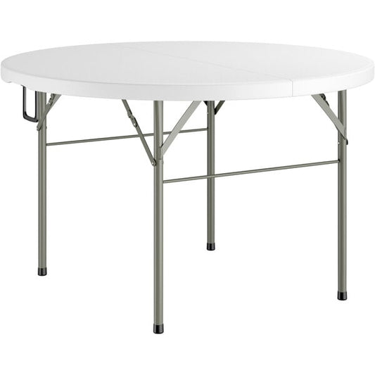 48" Round Heavy-Duty Granite White Plastic Bi-Folding Table