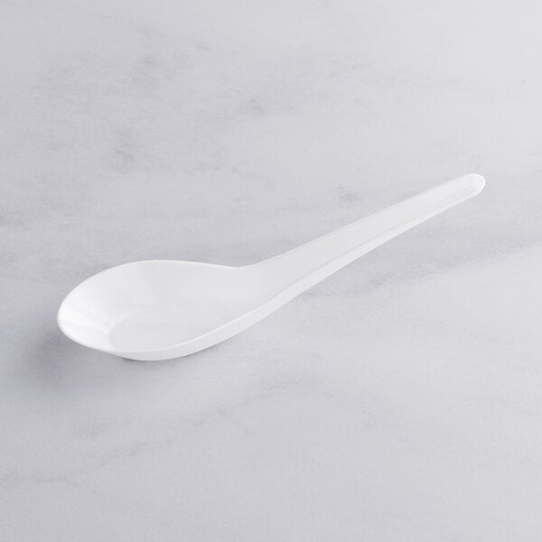 5 1/2" White Plastic Asian Soup Spoon