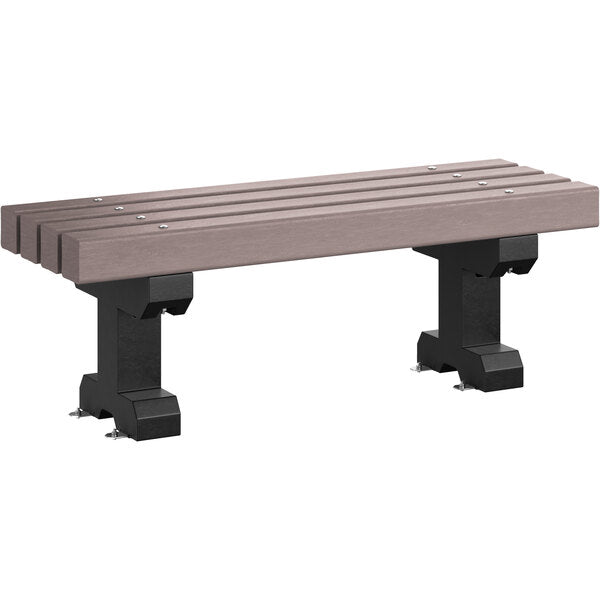 48" x 17" x 17" Brown Plastic Backless Dura-Bench with Black Legs