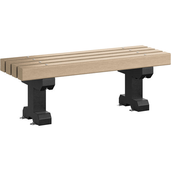 48" x 17" x 17" Cedar Plastic Backless Dura-Bench with Black Legs