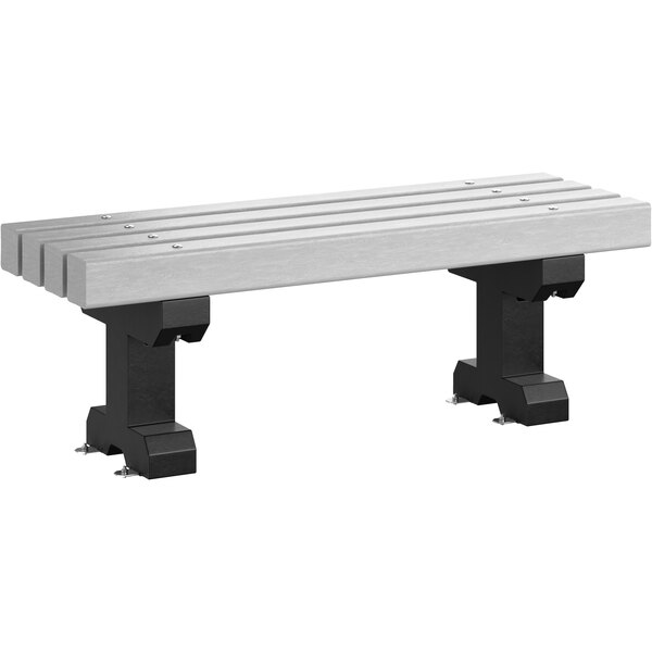 48" x 17" x 17" Gray Plastic Backless Dura-Bench with Black Legs