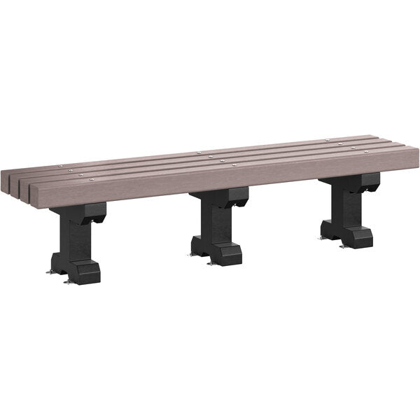 72" x 17" x 17" Brown Plastic Backless Dura-Bench with Black Legs