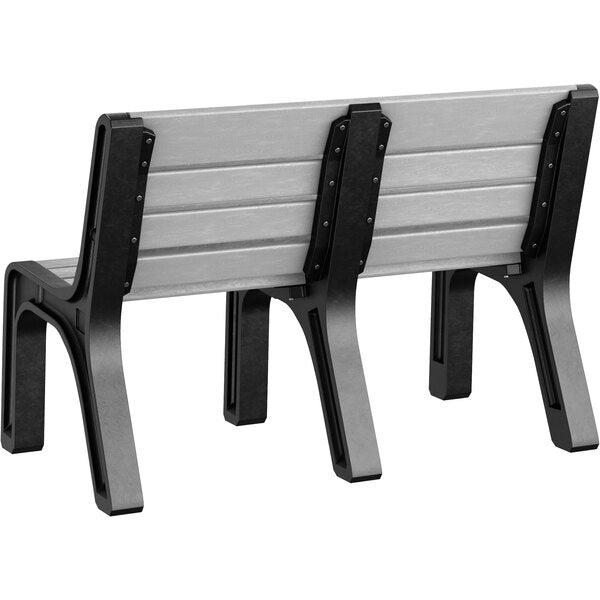 48" x 26" x 33" Gray Plastic Malibu-Style Bench with Black Legs