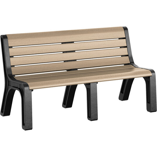 60" x 26" x 33" Cedar Plastic Malibu-Style Bench with Black Legs