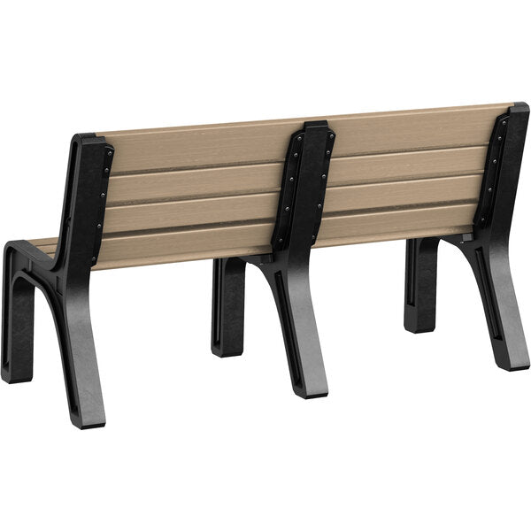 60" x 26" x 33" Cedar Plastic Malibu-Style Bench with Black Legs