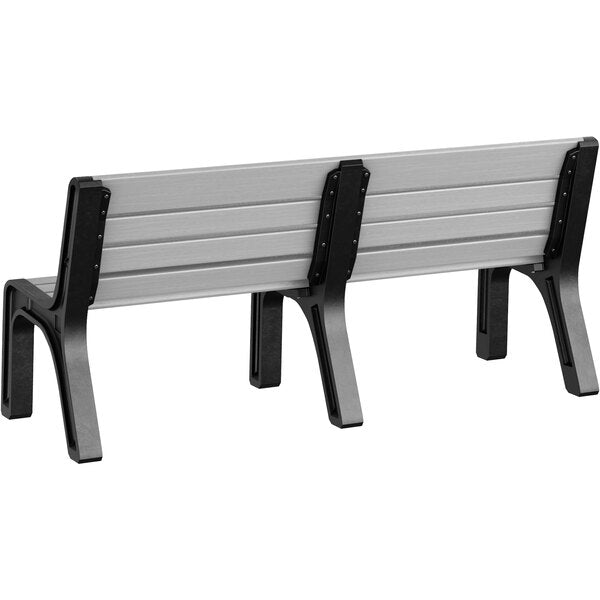 72" x 26" x 33" Gray Plastic Malibu-Style Bench with Black Legs