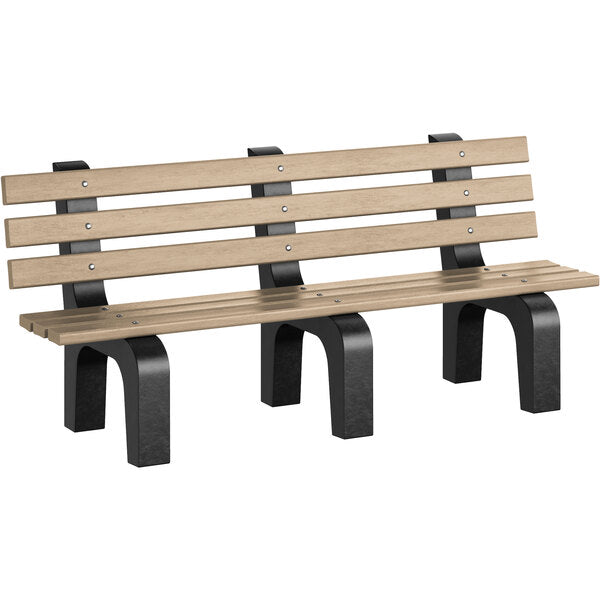 72" x 25" x 31" Cedar Plastic Dura-Bench with Black Legs