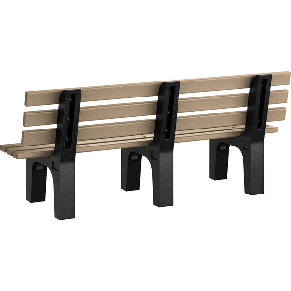 72" x 25" x 31" Cedar Plastic Dura-Bench with Black Legs