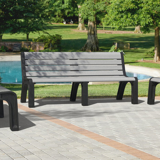 72" x 26" x 33" Gray Plastic Malibu-Style Bench with Black Legs