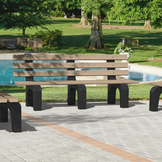 72" x 25" x 31" Cedar Plastic Dura-Bench with Black Legs