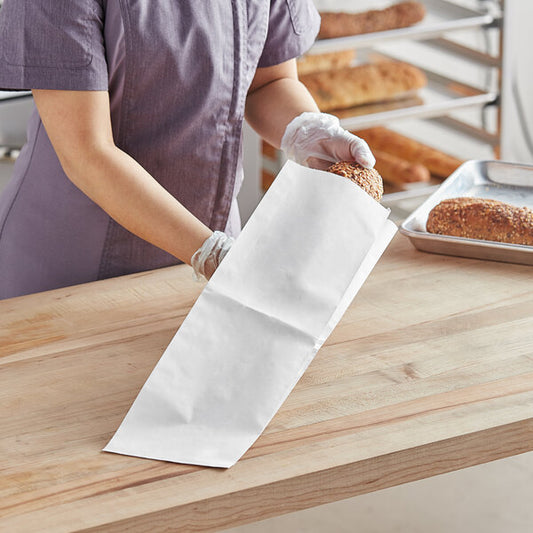 5 1/4" x 3 1/4" x 20" Plain Unwaxed White Paper Bread Bag