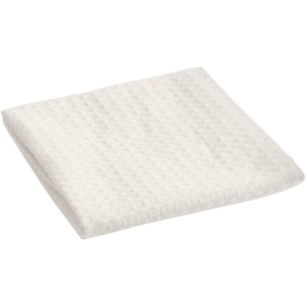 18" x 18" Natural / Dye-Free Cotton Waffle-Weave Kitchen Towel - 12/Pack