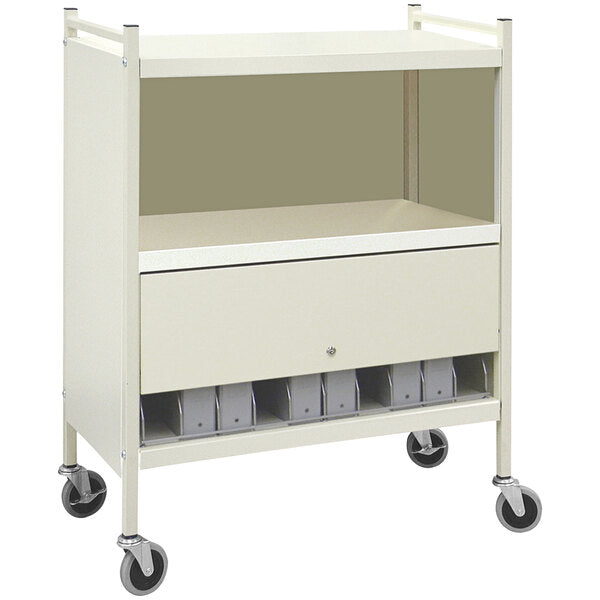 Beige 10-Binder Closed Cart with Locking Panel