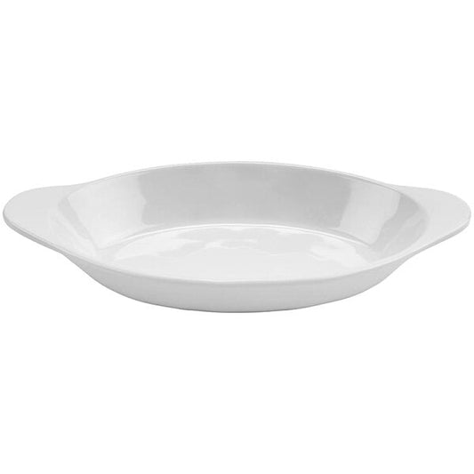 8 1/2" x 4 1/2" White Glazed Irregular Oval Melamine Side Dish - 24/Case