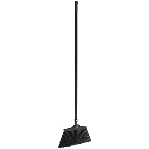 12" Black Unflagged Angled Broom with 48" Metal Handle