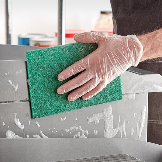 9" x 6" x 3/8" Medium-Duty Green Scouring Pad - 10/Pack