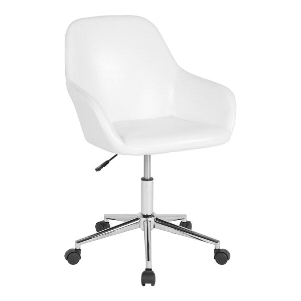 White LeatherSoft Mid-Back Swivel Office Chair