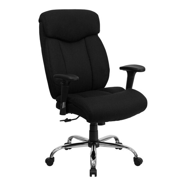 Black Fabric Big & Tall High-Back Office Chair with Adjustable Arms and Full Headrest