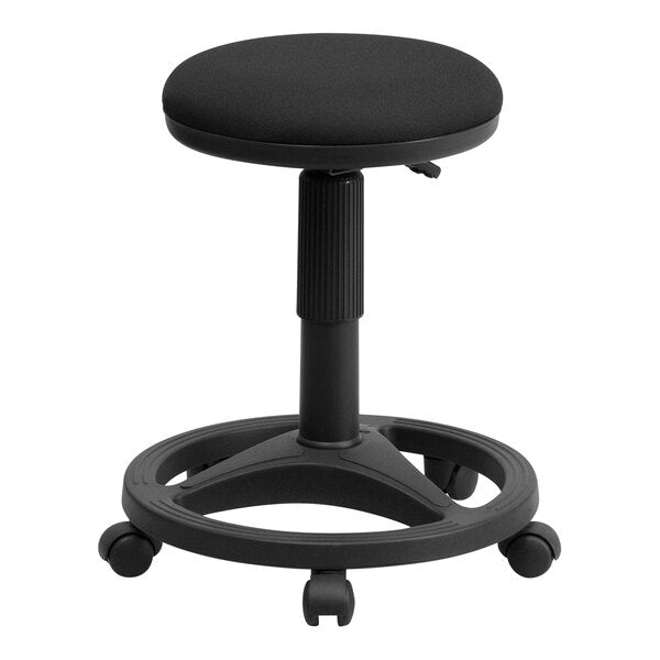 Flash Furniture Frakes Black Fabric Ergonomic Stool with Foot Ring