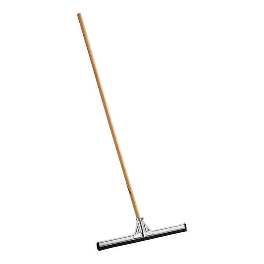 22" Black Double Neoprene Foam Floor Squeegee with Metal Frame and 60" Wooden Handle