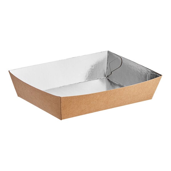 8 lb. Large Foiled Paper Food Tray 6 5/16" x 4 5/16" x 1 5/8"