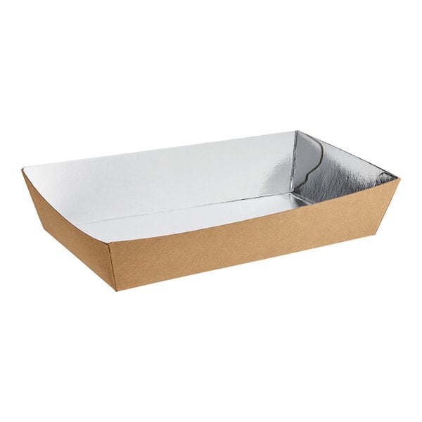 3 lb. Medium Foiled Paper Food Tray 6 1/8" x 3 5/16" x 1 7/16"