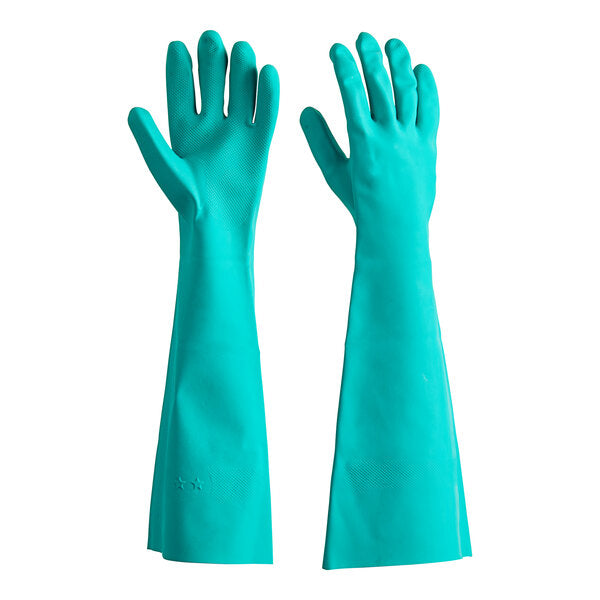 18" Green 22 Mil Unlined Nitrile Gloves - 12/Pack