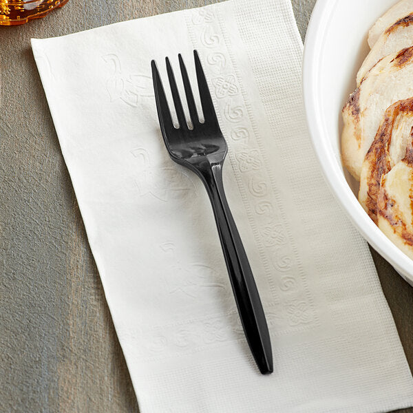 5 3/4" Medium Weight Black Plastic Fork