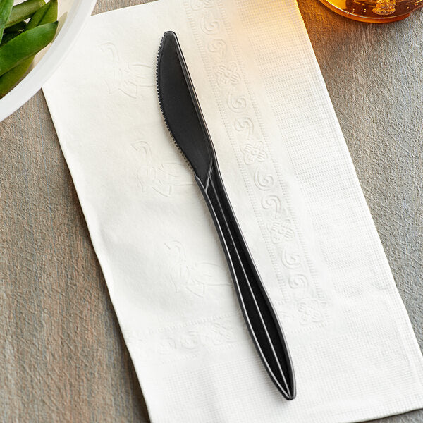 6 1/2" Medium Weight Black Plastic Knife