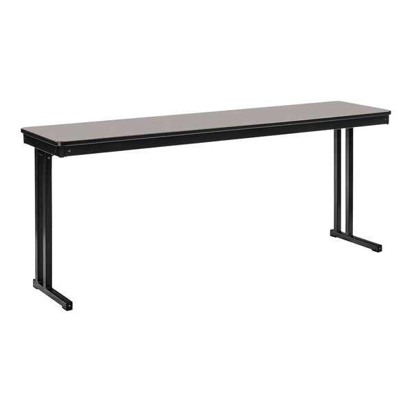 Seating Gray Nebula Plywood Folding Table with T-Mold Edge and Cantilever Legs