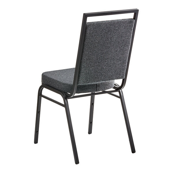 Square Back Banquet Chair with Gray Fabric and Black Frame