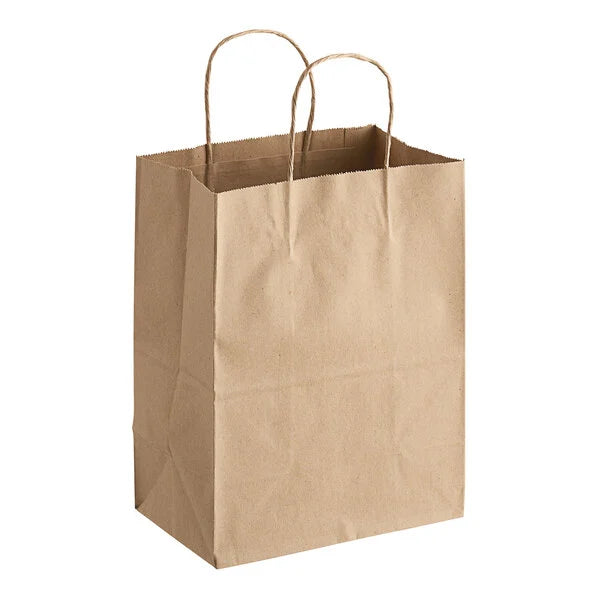 8" x 4 1/2" x 10 1/4" Natural Kraft Paper Shopping Bag with Handles