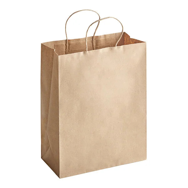 10" x 5" x 13" Natural Kraft Paper Shopping Bag with Handles