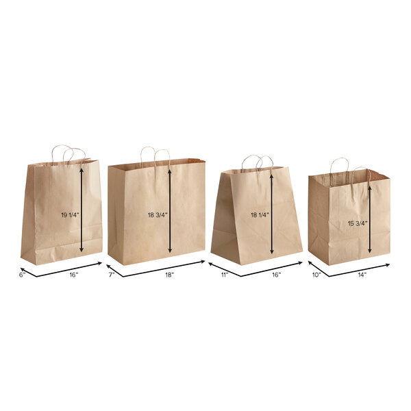18" x 7" x 18 3/4" Natural Kraft Paper Shopping Bag with Handles