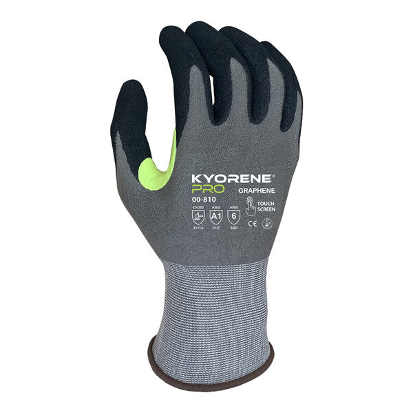 Level A1 Graphene Gloves with Black HCT Microfoam Nitrile Palm Coating and Hi-Vis Thumb Crotch