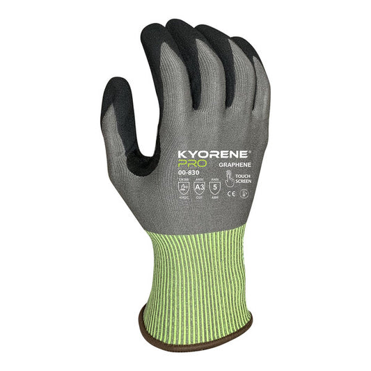 Level A3 Graphene Gloves with Black HCT Microfoam Nitrile Palm Coating and Yellow Cuff