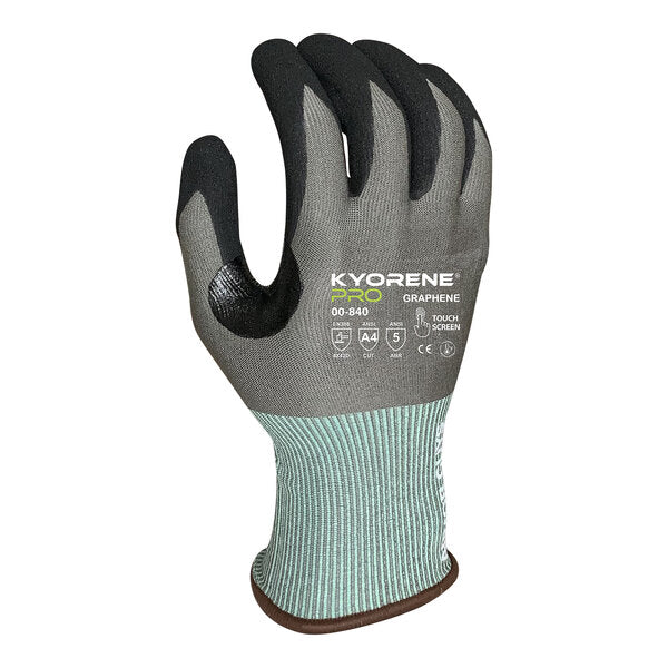 Level A4 Graphene Gloves with Black HCT Microfoam Nitrile Palm Coating and Blue Cuff