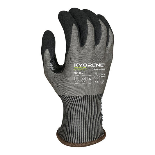 A5 Graphene Gloves with Black HCT Microfoam Nitrile Palm Coating and Black Cuff