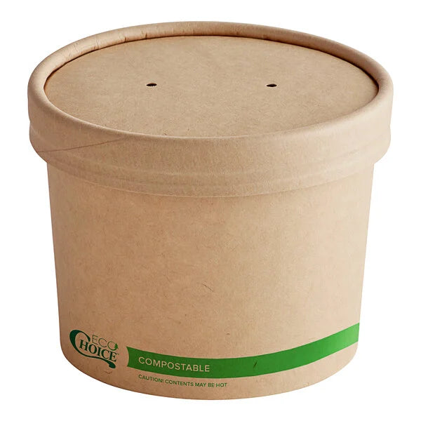 Kraft Paper Food Cup with Vented Lid 12 oz