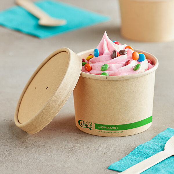 Kraft Paper Food Cup with Vented Lid 12 oz