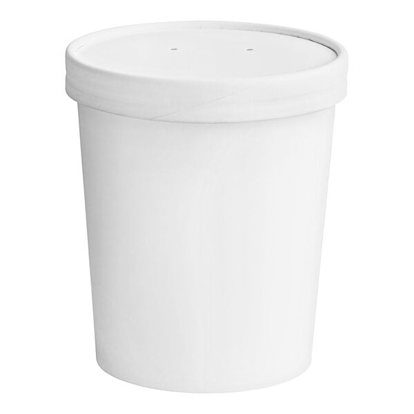 32 oz. Double Poly-Coated White Paper Food Cup with Vented Paper Lid