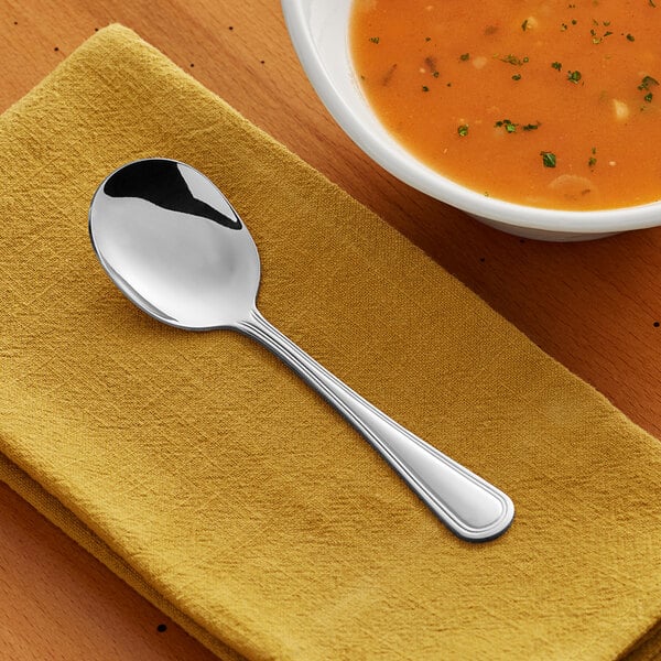 5 1/2" 18/0 Stainless Steel Heavy Weight Bouillon Spoon - 12/Case