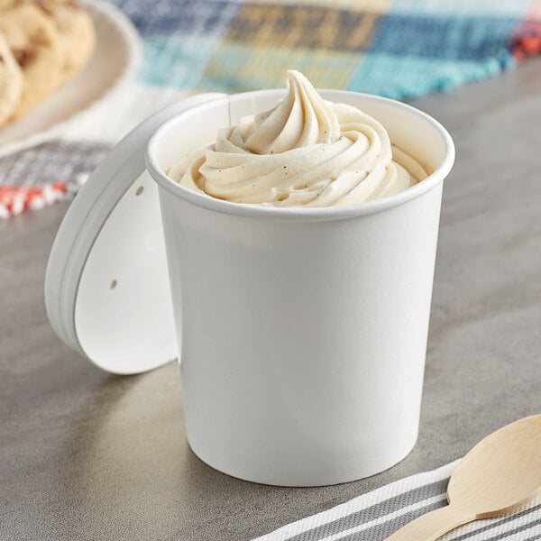 White Paper Food Cup with Vented Paper Lid - 16 oz.