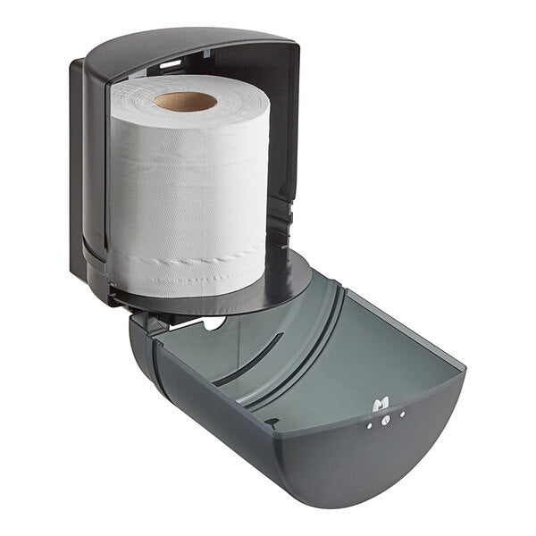 Translucent Black Self-Adjusting Center Pull Paper Towel Dispenser with 6 Paper Towel Rolls