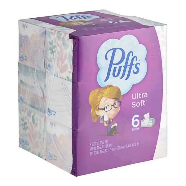 Ultra Soft 124 Sheet 6-Pack 2-Ply Facial Tissue Box - 24/Case