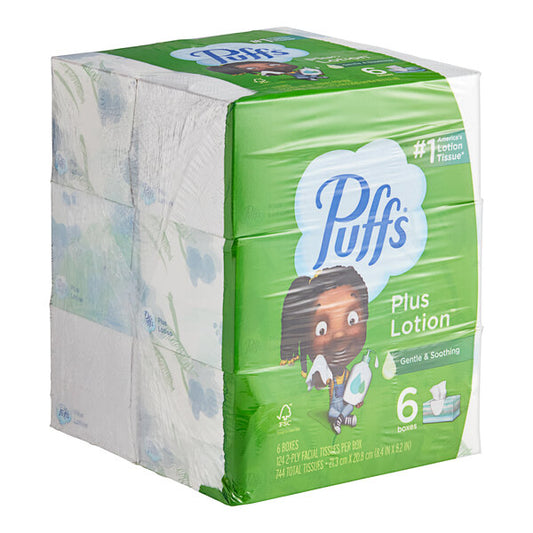 124 Sheet 6-Pack 2-Ply Facial Tissue Box - 24/Case