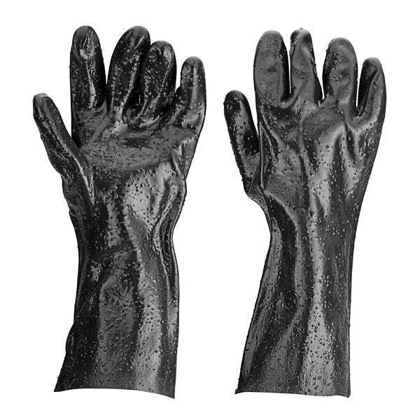 PVC Black Large 14" Rough Gloves with Interlock Lining - 12/Pack