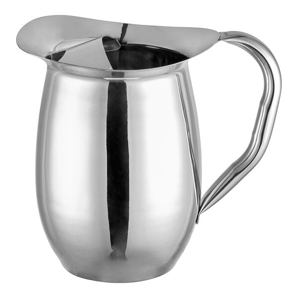 64 oz. Smooth Stainless Steel Bell Pitcher with Ice Guard