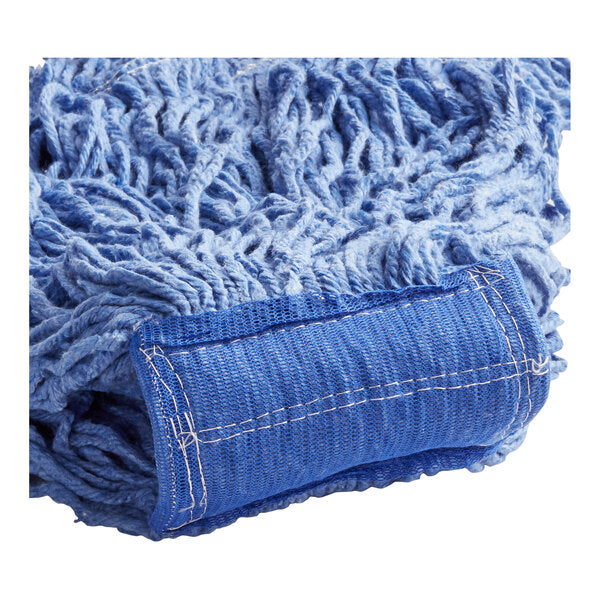 32 oz. Blue Cotton Blend Looped End Wet Mop Head with 5" Headband
