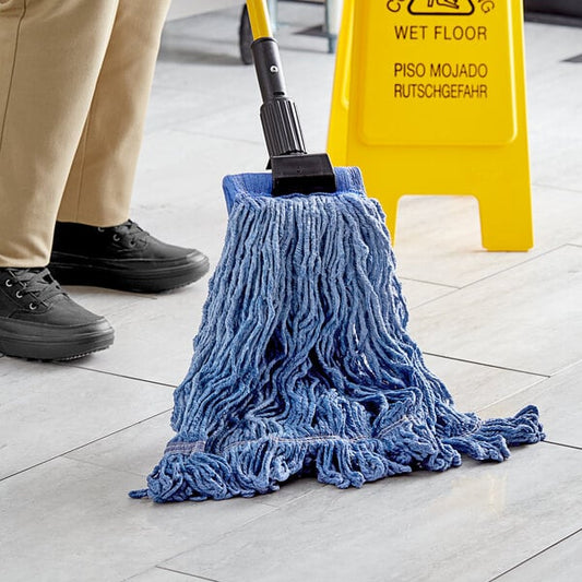 32 oz. Blue Cotton Blend Looped End Wet Mop Head with 5" Headband